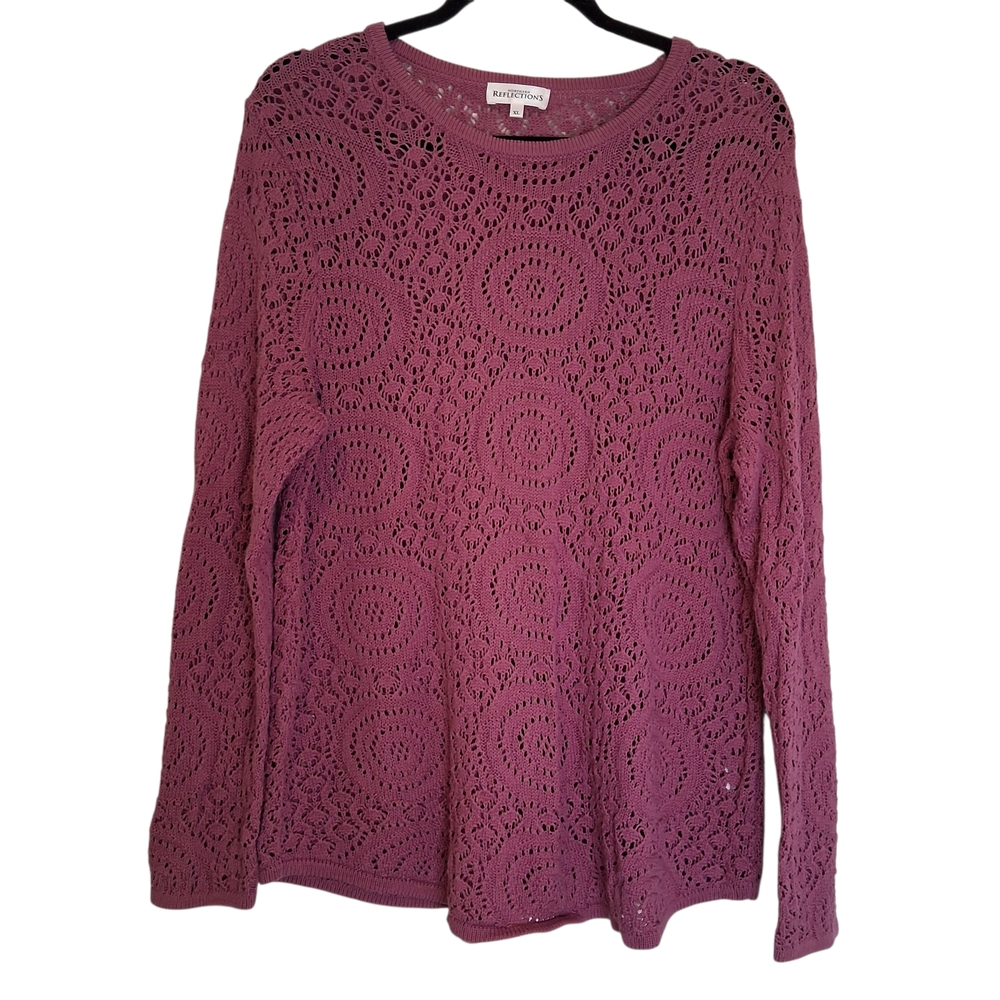 Northern Reflections Women's Pink Crochet Sweater